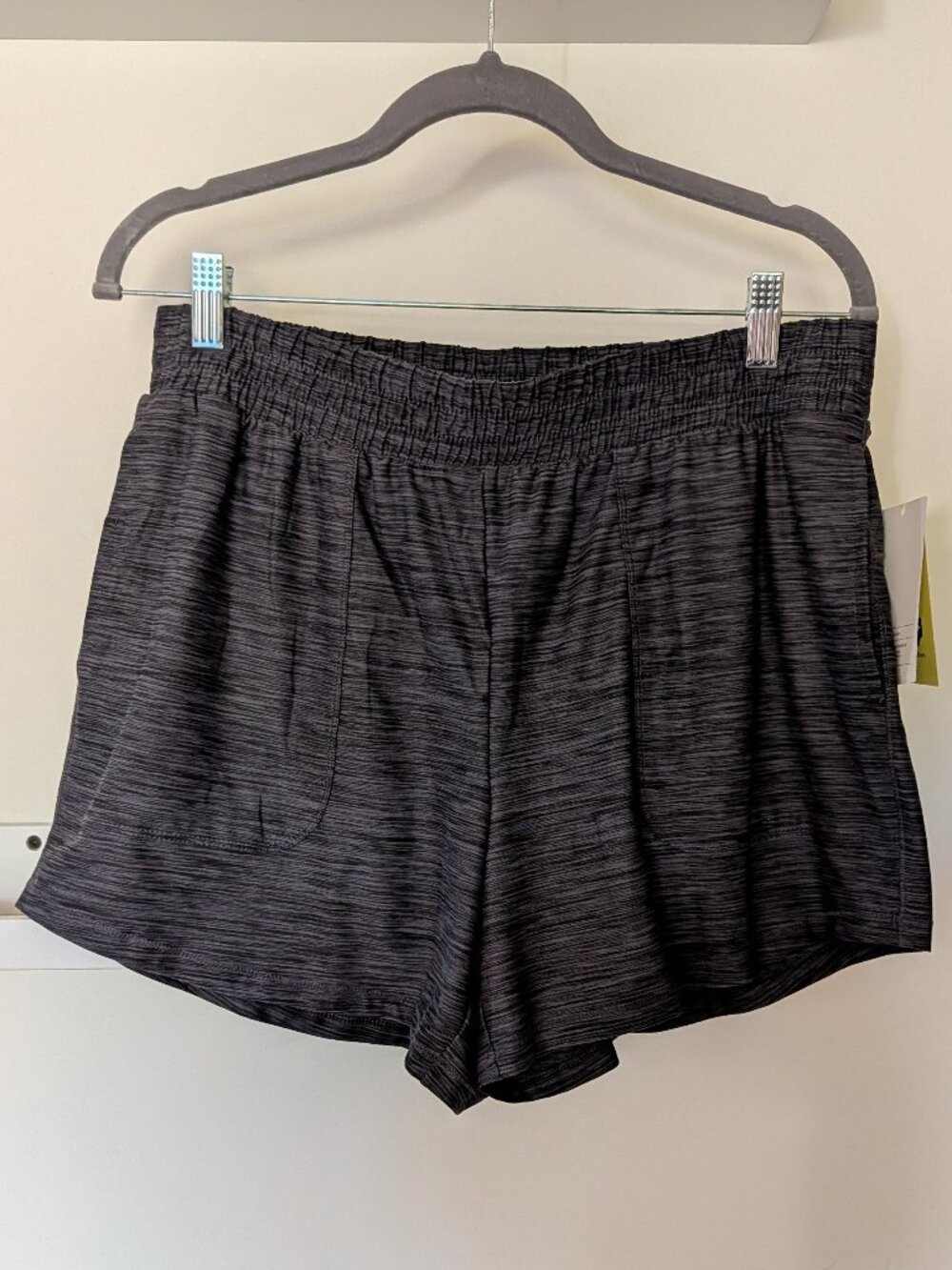 NWT All in Motion Gray Grey Black Spacedye Running Athletic Shorts Women's S